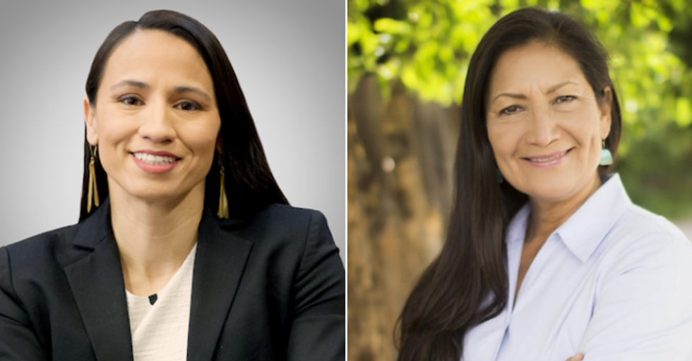 Democratic Representative Sharice Davids of Kansas; Representative Deb Haaland of New Mexico