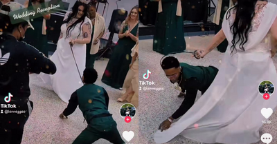 How cute is this couples Garter Removal🥰🥹 #blacklove #weddingtiktok