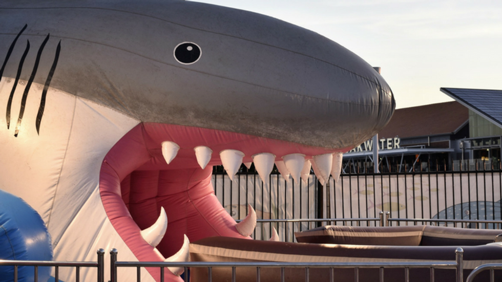 PHOTOS: Manchester City Adopts Inflatable Sharks as New 'Mascot'