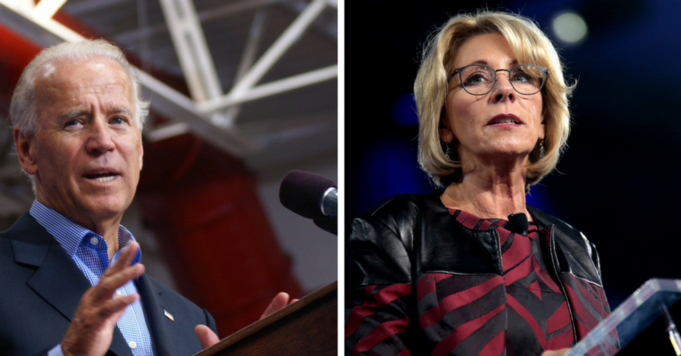 Biden Schools DeVos Over Roll Back Of Campus Sexual Assault Protections ...