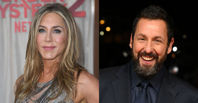 Jennifer Aniston Reacts to Adam Sandler in Sweatshirt at 'Murder Mystery 2'  Premiere