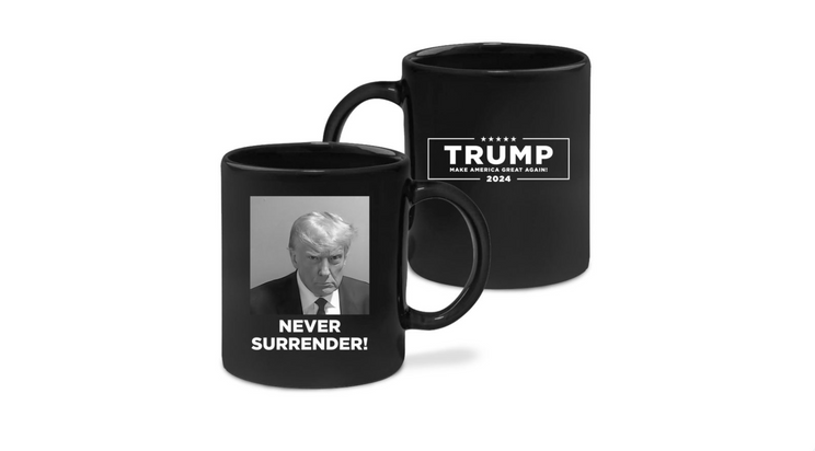 Donald Trump Mugshot Arrest Photo Tweet Never Surrender Ceramic