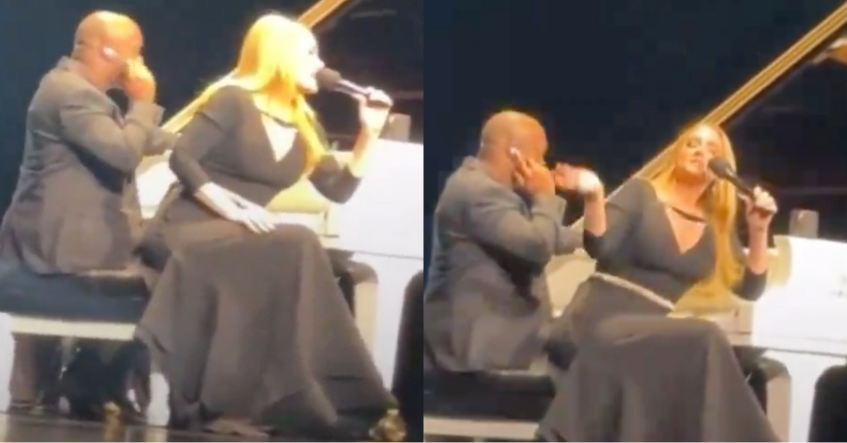 Screenshots of Adele addressing heckler during her concert