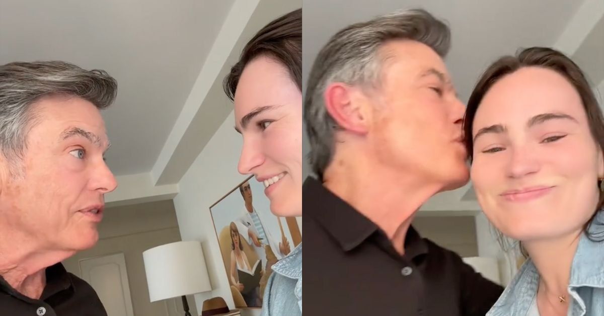 Screenshots of Peter Gallagher with daughter Kathryn from her TikTok video