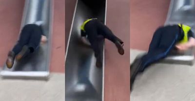 Boston Police Officer Injured Going Down Children's Slide in Viral Video